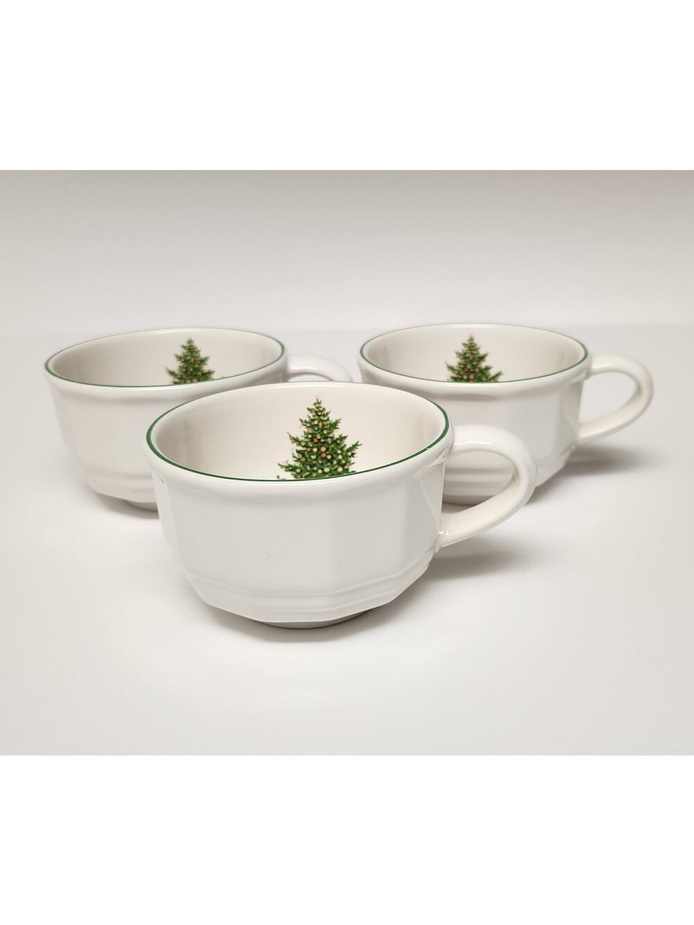 Pfaltzgraff Vintage Christmas Heritage Flat Cups Mugs Castel Stamp USA
